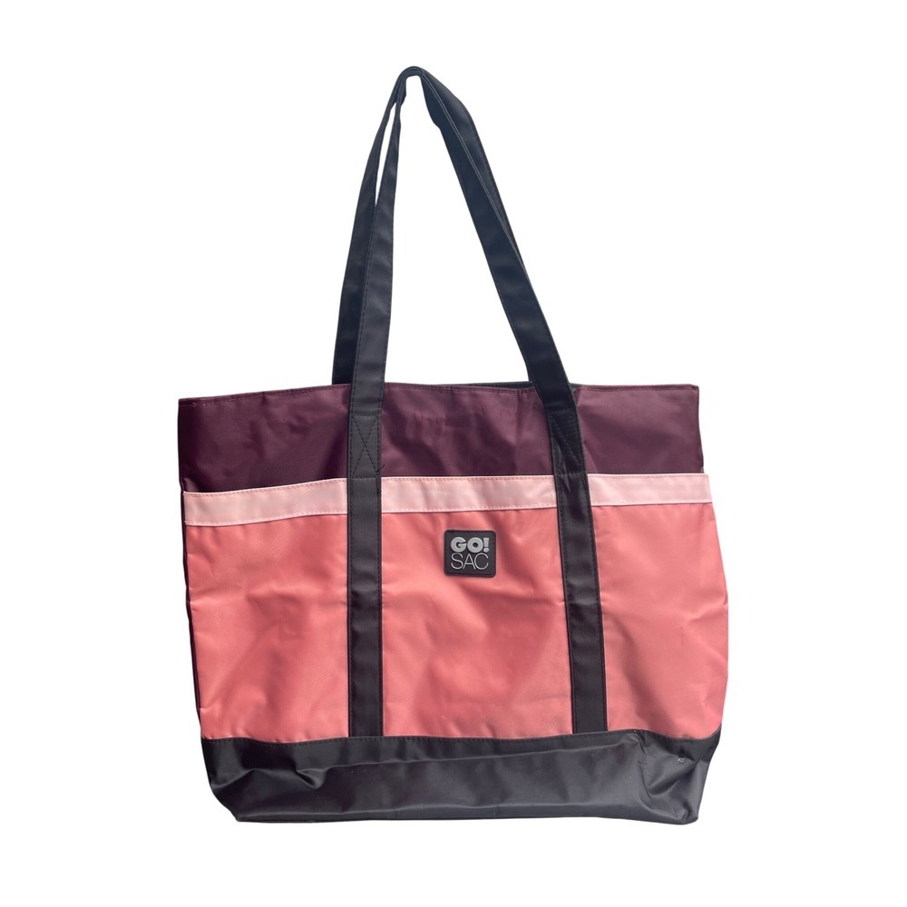 GO! SAC Nylon Tote Bag Colorblock Lightweight Travel Gym Beach‎ Shopper